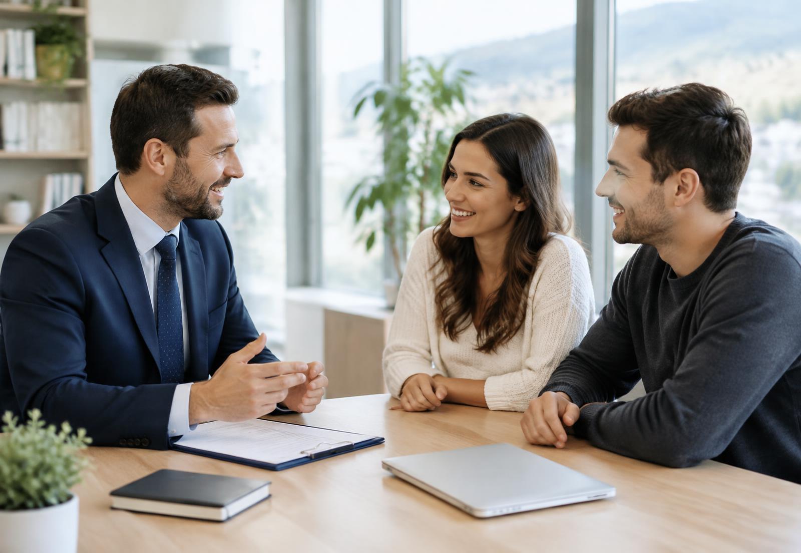 An insurance advisor meeting with a couple